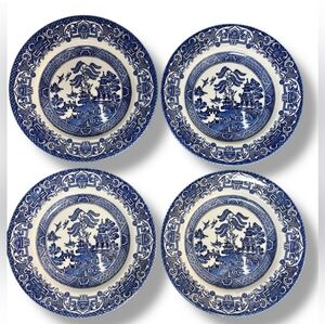 ENGLISH IRONSTONE TABLEWARE Blue Willow 7” Dessert Plate Set of 4